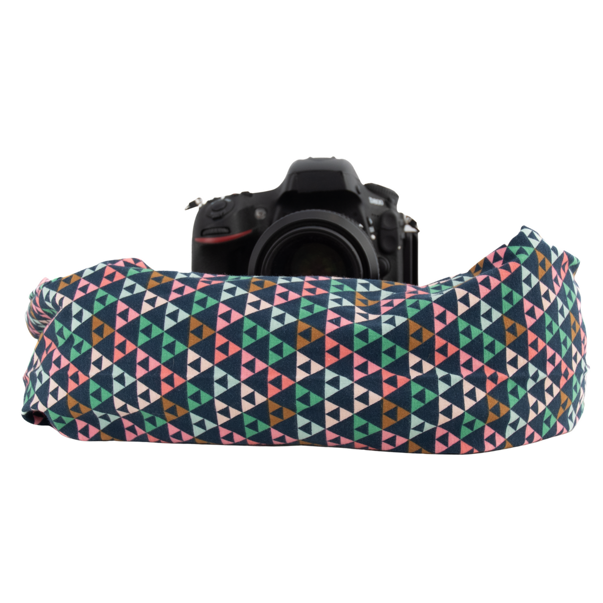 Bria pocket scarf camera strap, front view