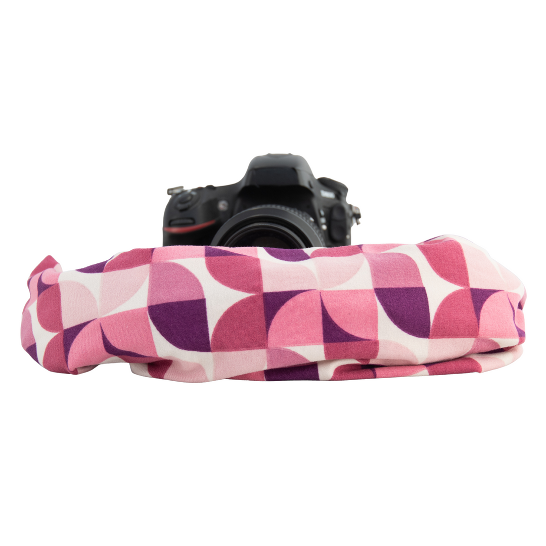 Donna pocket scarf camera strap, front view