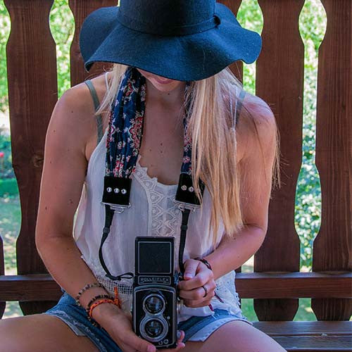 Women's Scarf Camera Strap | Bluebell | USA Made | Capturing Couture