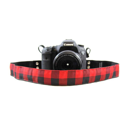 Buffalo Plaid camera strap in Red Plaid