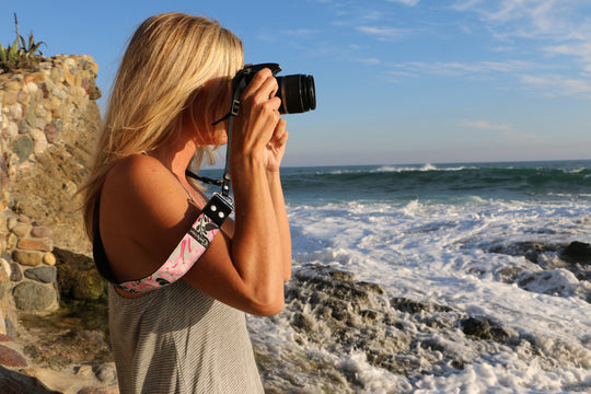 Hibiscus camera strap