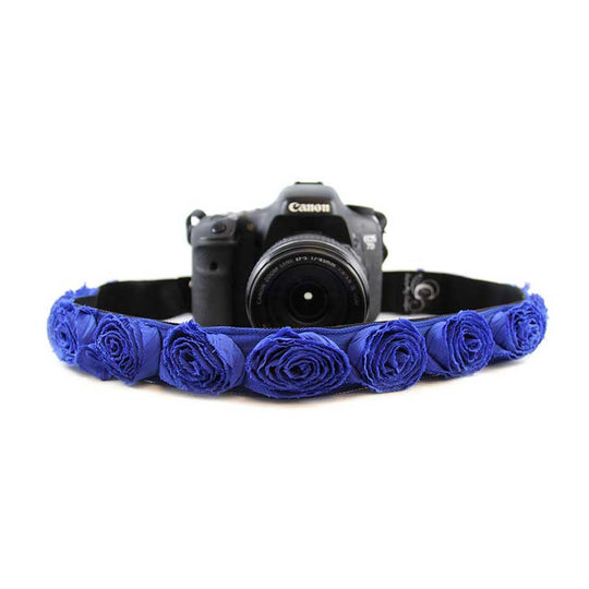 Roses 1.5" camera strap in Cobalt Blue