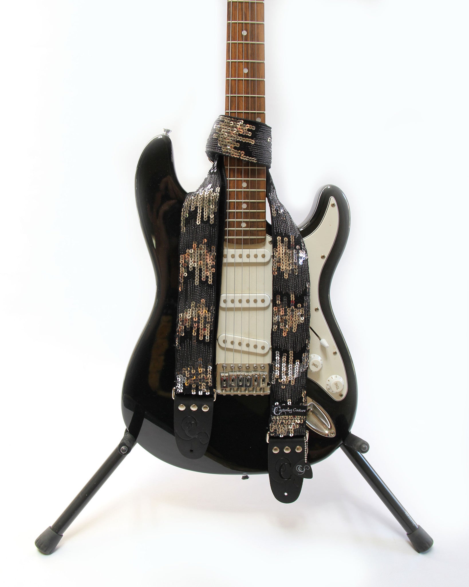 Sequin Ombre Black 2" Guitar Strap