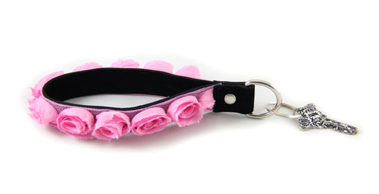 1" organza wristlet key chain in Sweet Pink