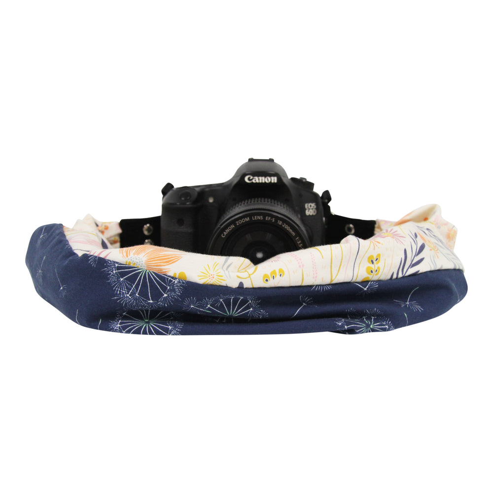 Callie Chase pocket scarf camera strap, front view