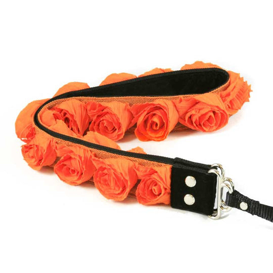 Roses 1.5" camera strap in Orange Organza