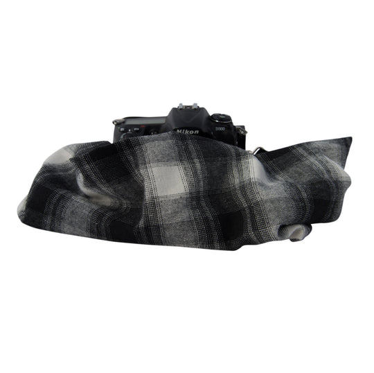 Tahoe Flannel pocket scarf camera strap in Classic