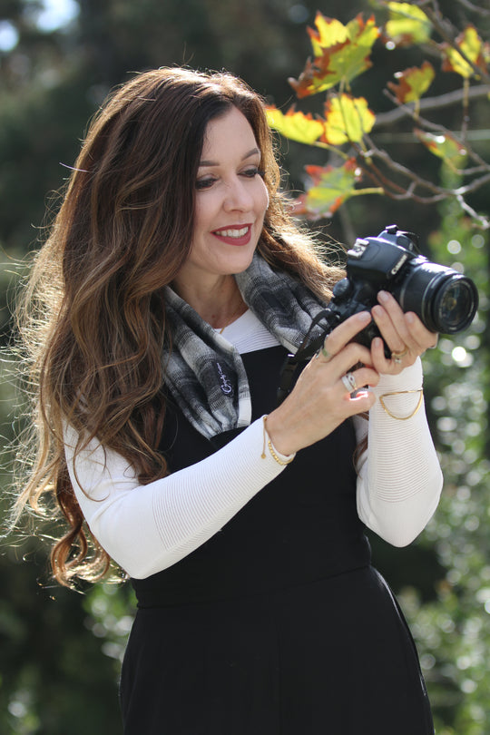 Tahoe Flannel pocket scarf camera strap
