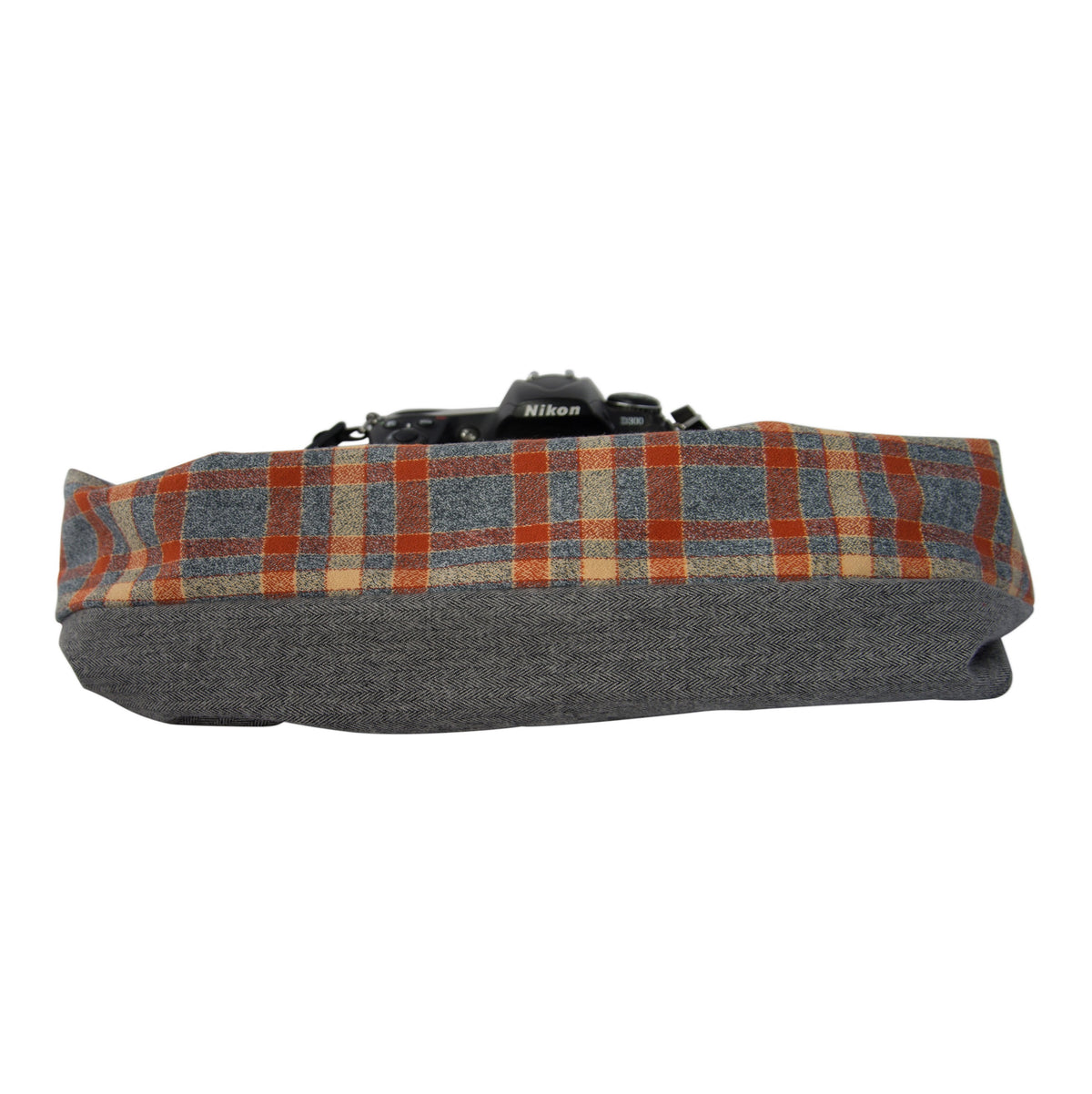 Mix|Match Flannel pocket scarf camera strap in Rust Grey