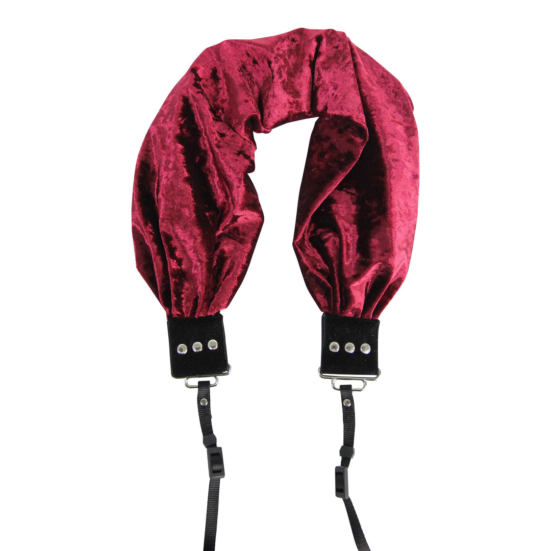 Velvet pocket scarf camera strap in Wine