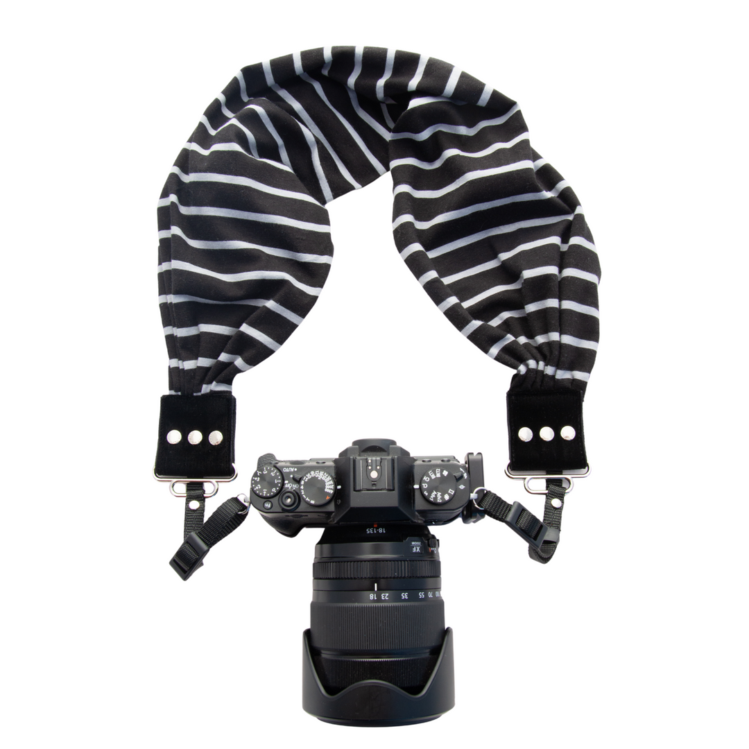 Stripe Narrow pocket scarf camera strap