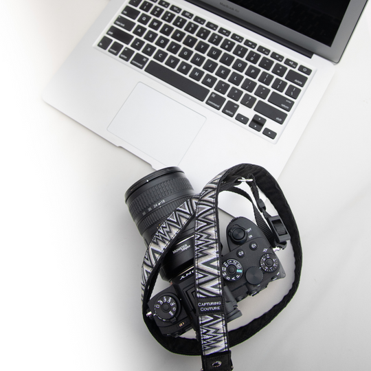 Zany 1" camera strap, lifestyle photo